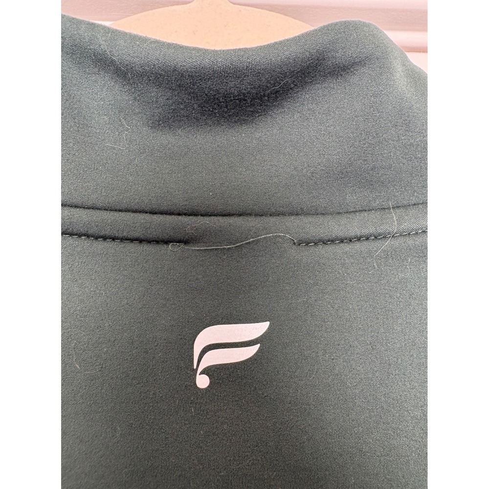 Fabletics 1/4 Athletic Preppy Zip Cropped Pullover Forest Green Thumbholes XS - Picture 3 of 6